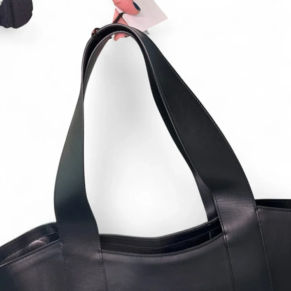 Liselle Kiss Jamie Large Leather Tote Bag - Smooth Black NWT